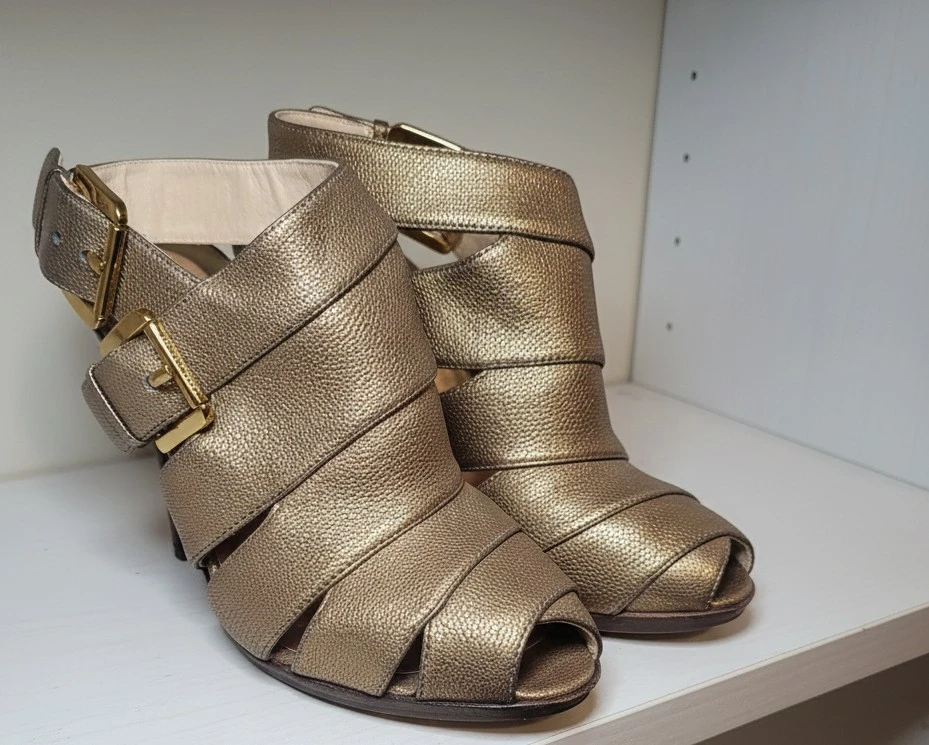 Michael Kors Gold Leather Strappy Heels Size 7M - photo 2