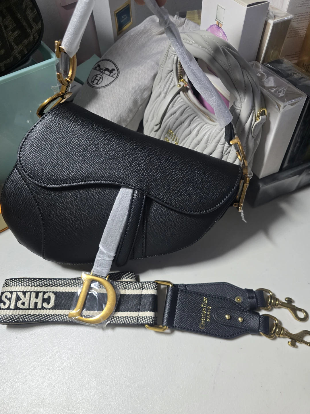 Handbag/ Crossbody Saddle Bag - Black