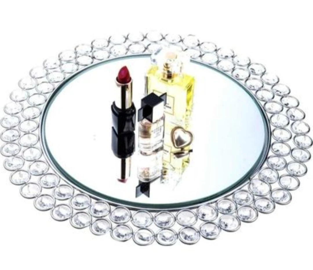 Crystal Beaded Mirror Tray 11.8" x 8.6"
