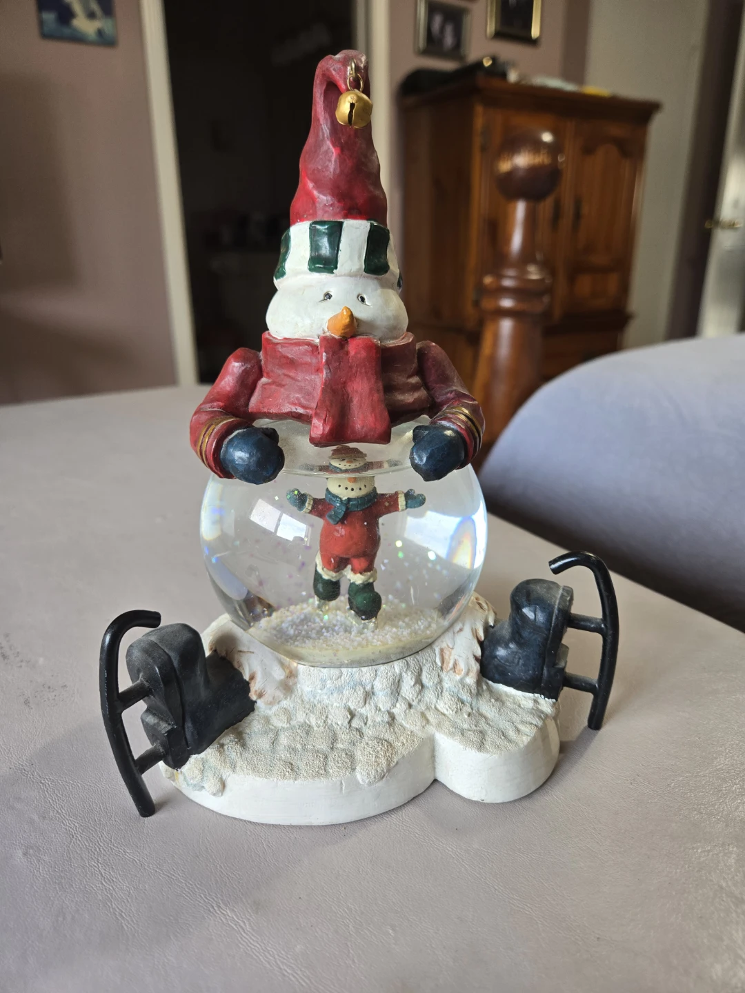 Russ Berrie The Christmas Sampler Snowman Snow Globe with Skates
