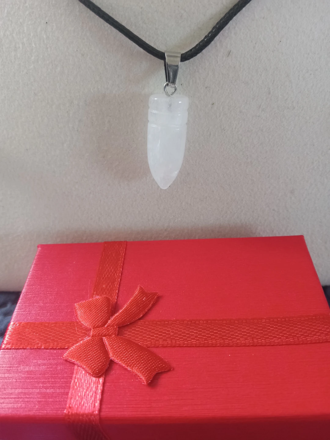 White Stone Necklace with Box