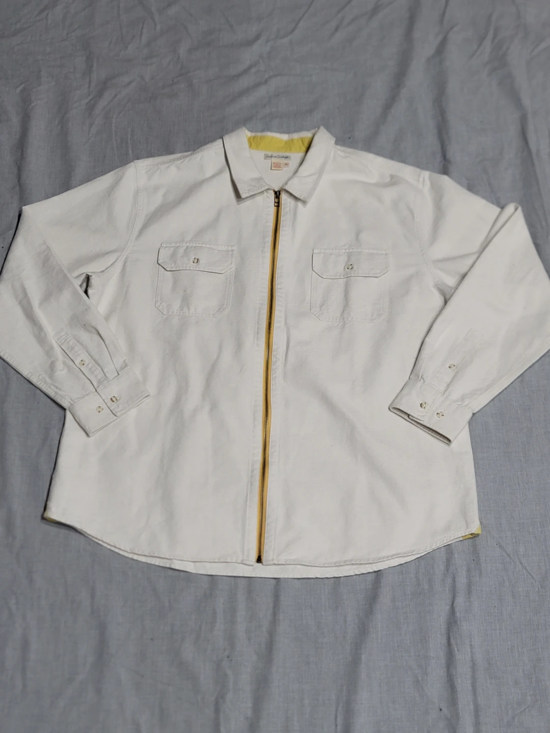 Carbon2Cobalt White Cotton Zip-Up Shirt - XL Utility