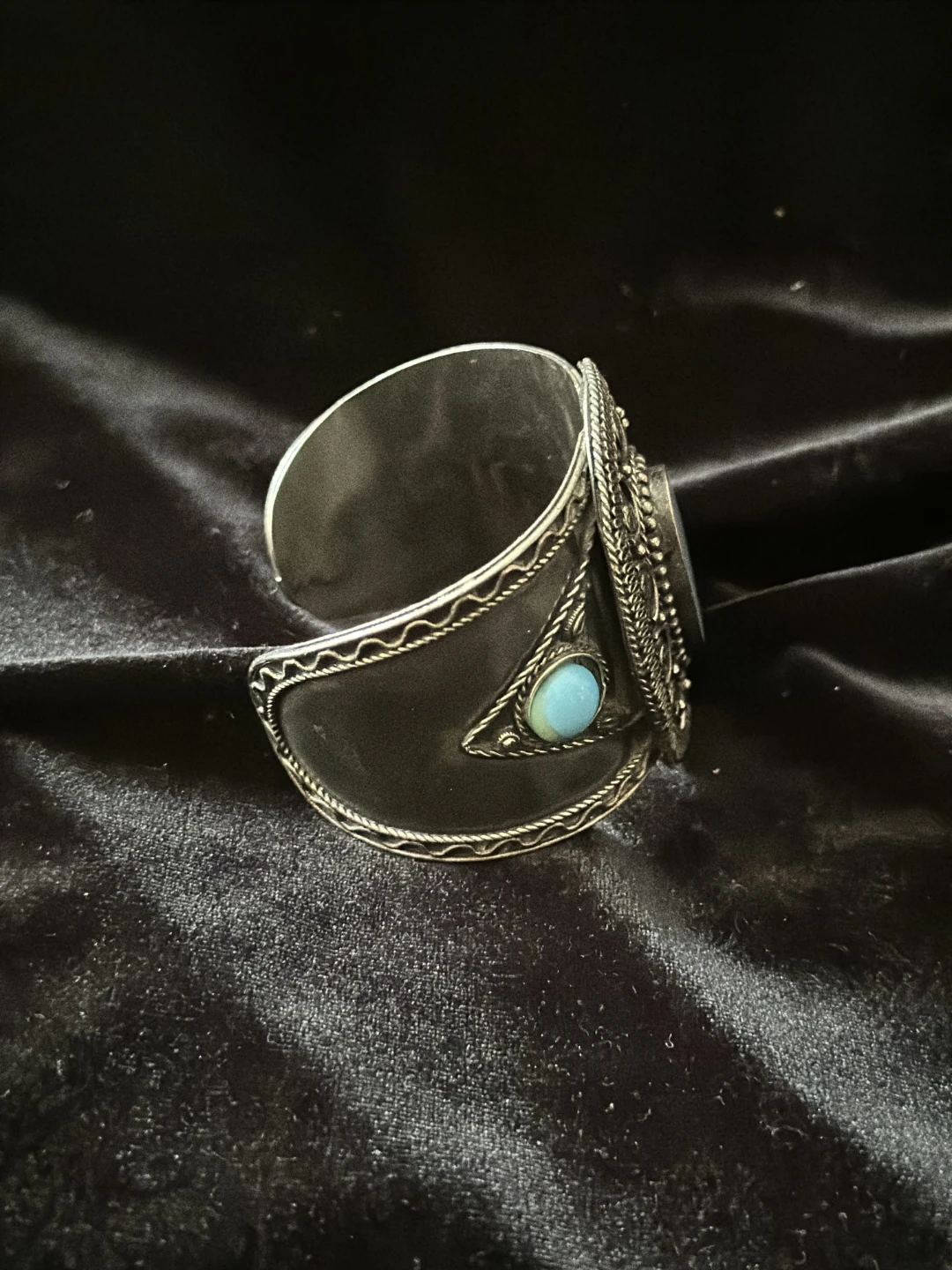 Silver Tone Cuff Bracelet with Turquoise - photo 5