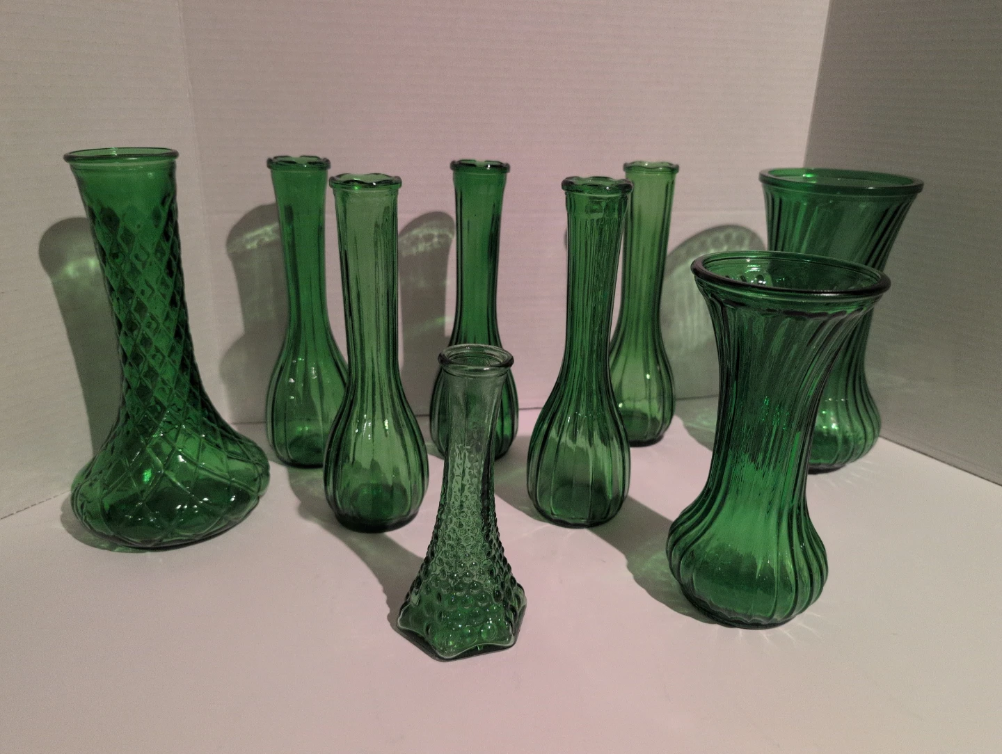 Vintage EO Brody Green Glass Vase Collection (9)