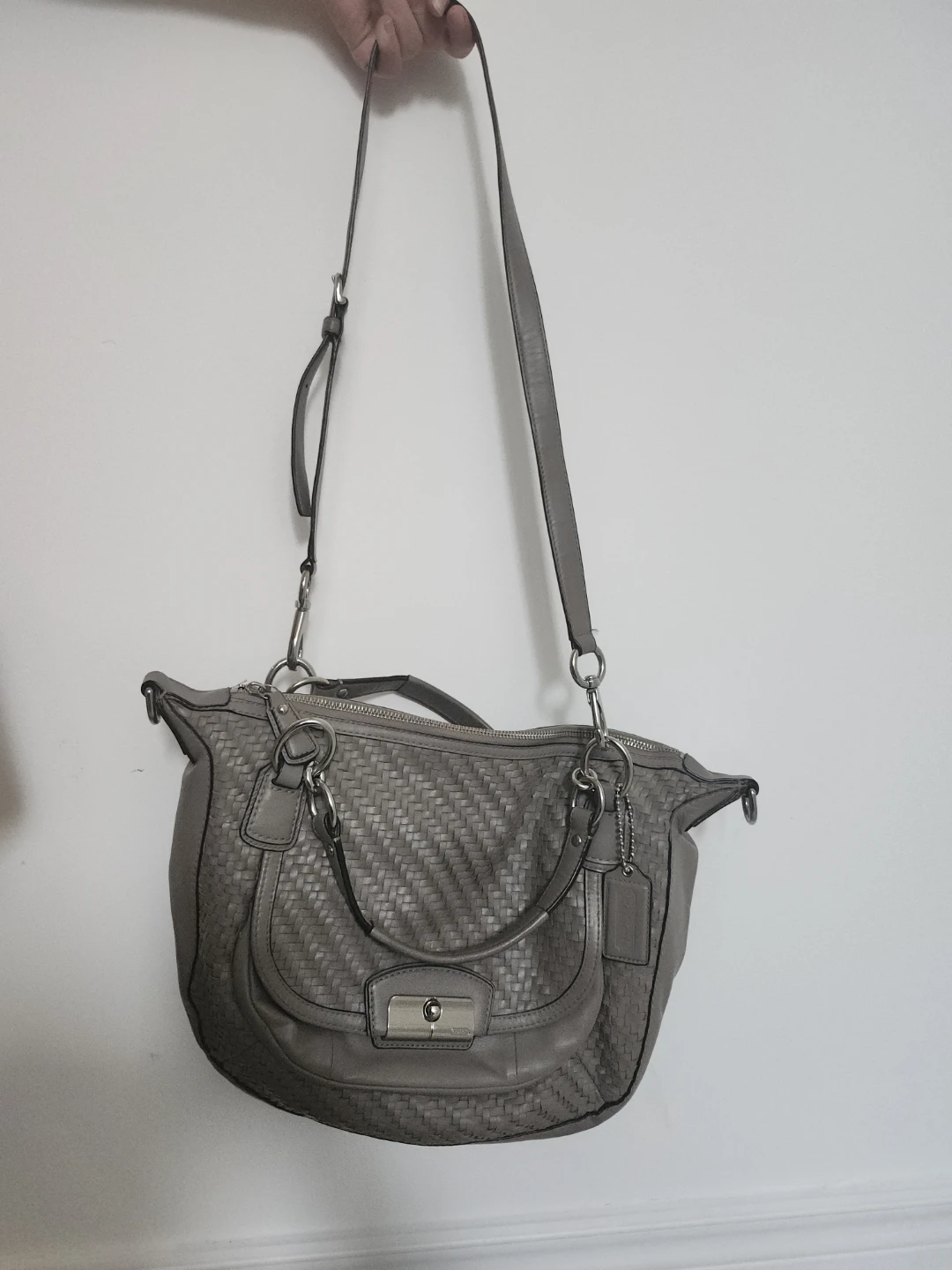 Coach Grey Woven Leather Shoulder Bag - photo 2