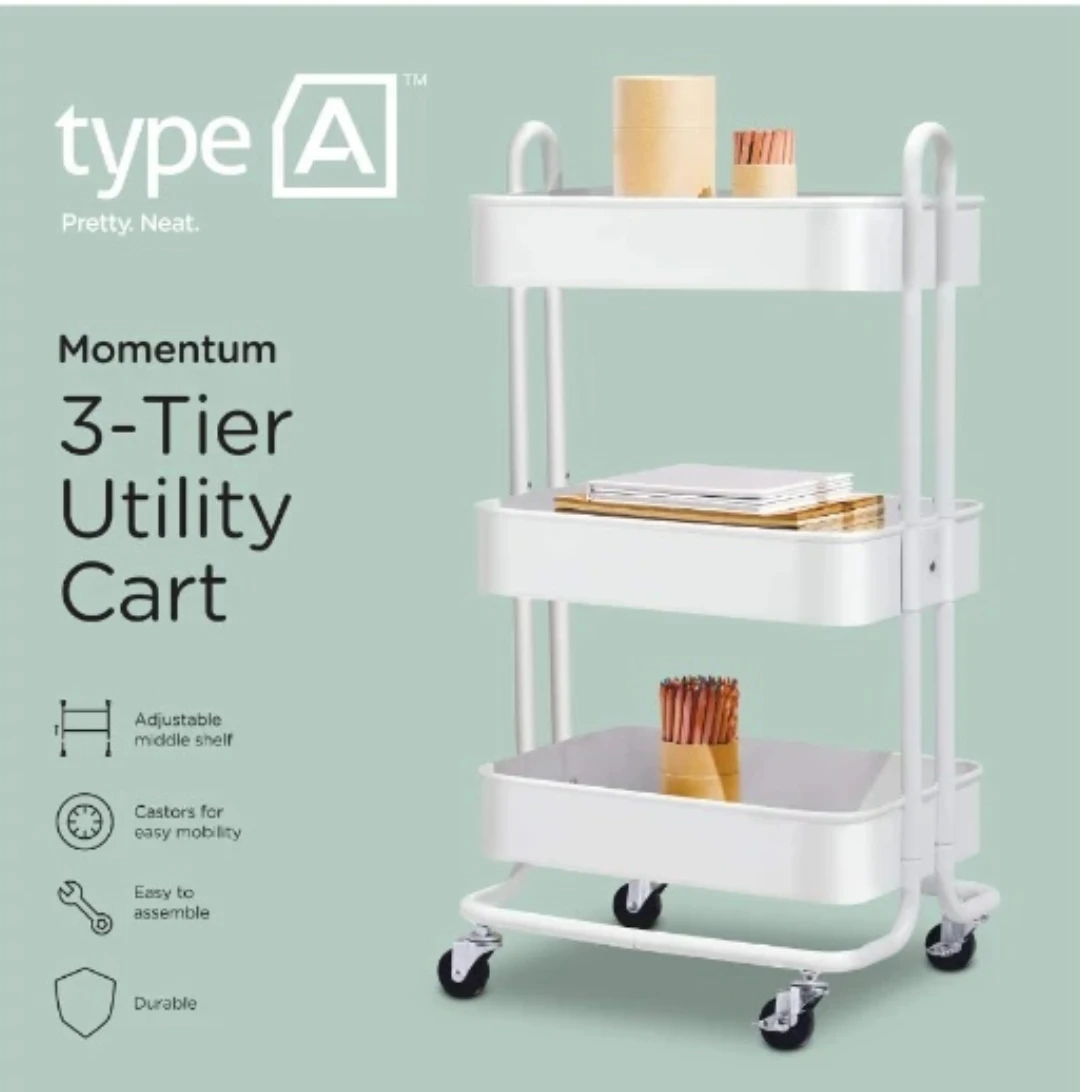 Type A Momentum 3-Tier Utility Cart - White 🥕