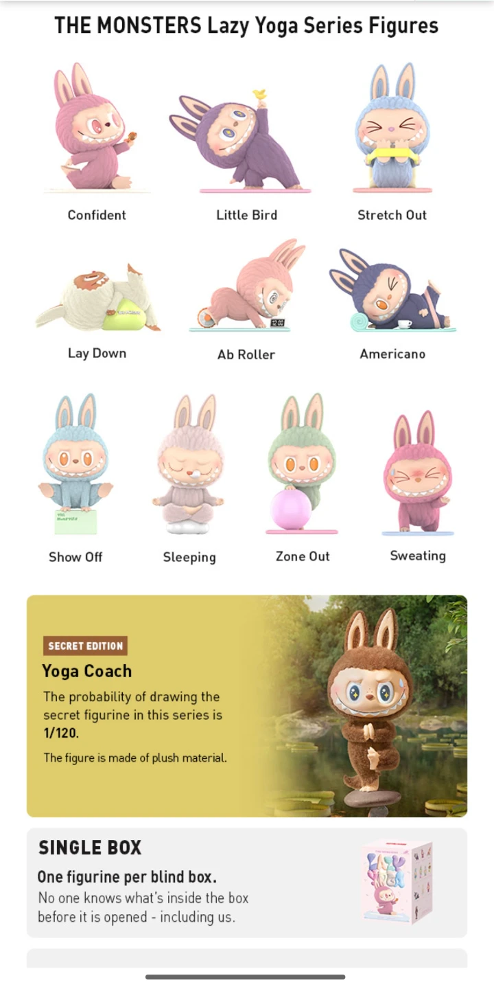 Pop Mart THE MONSTERS Lazy Yoga Series Figure LABUBU - photo 2