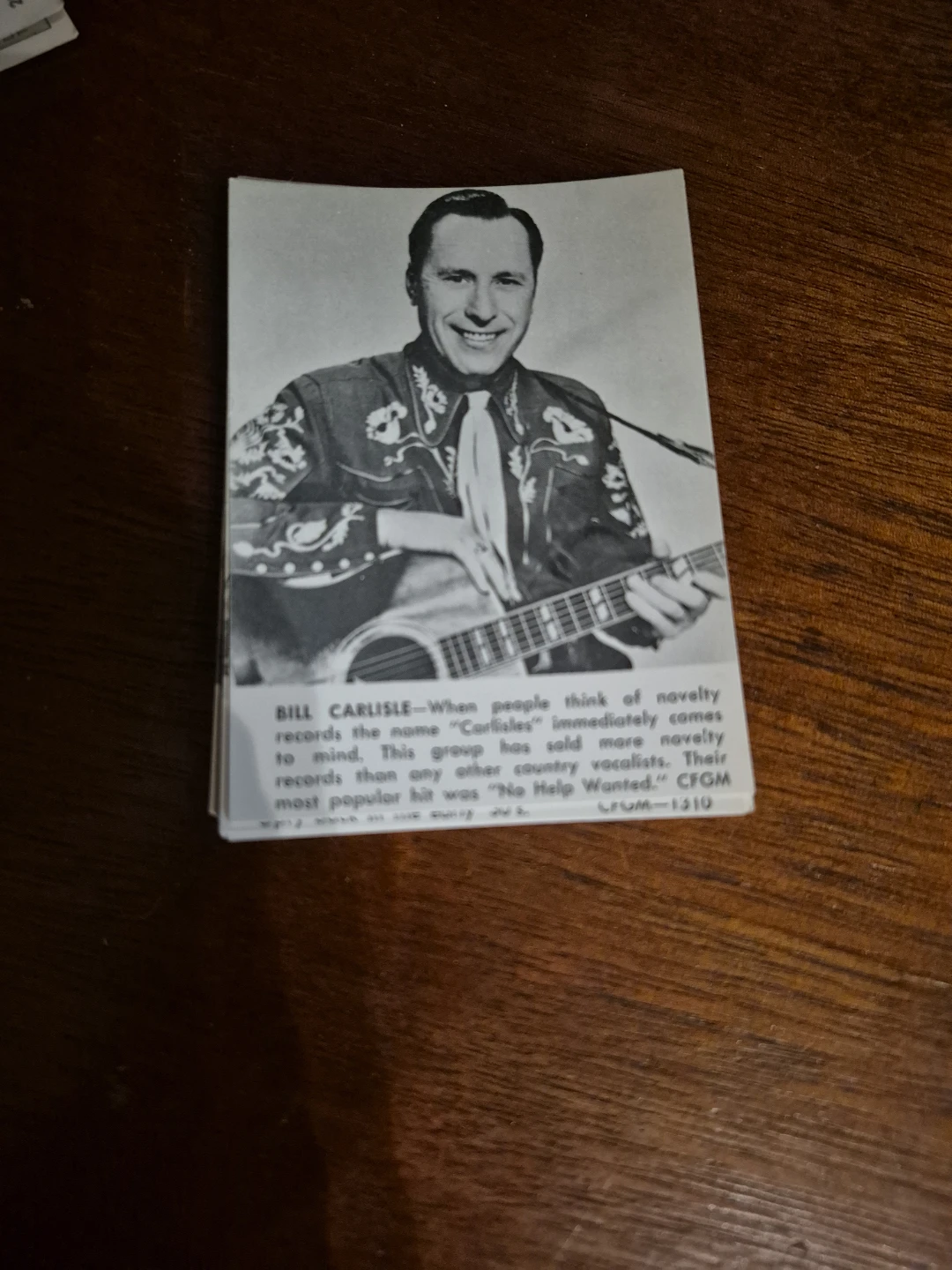 Bill Carlisle & The Carlisles "No Help Wanted" CFGM-1310