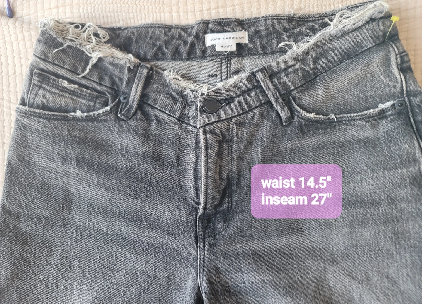 Good American Distressed Gray Jeans Denim 99% Cotton Sz 4 - photo 2