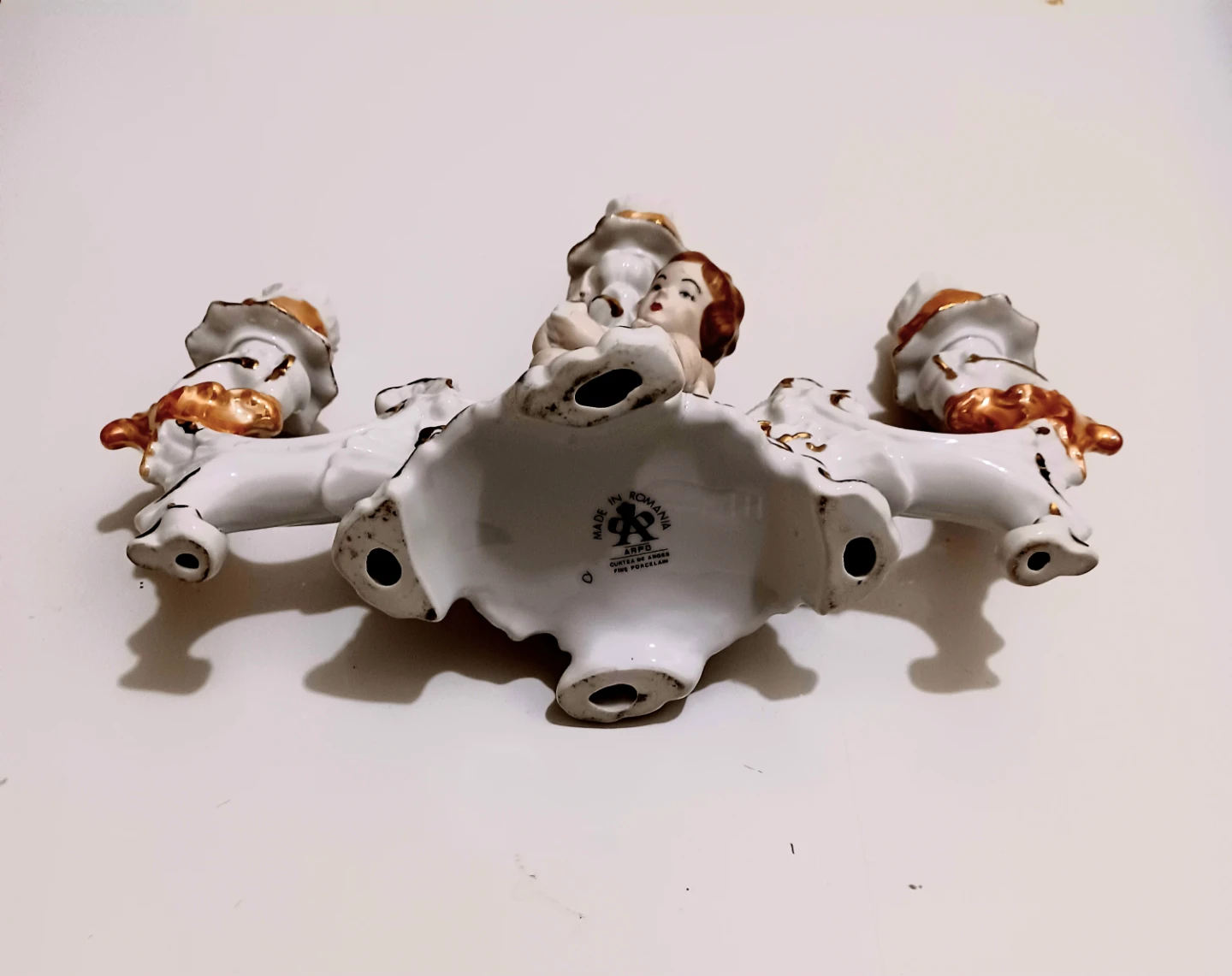 Vtg ARPO 3 Arm Cherub Porcelain Candelabra - photo 5