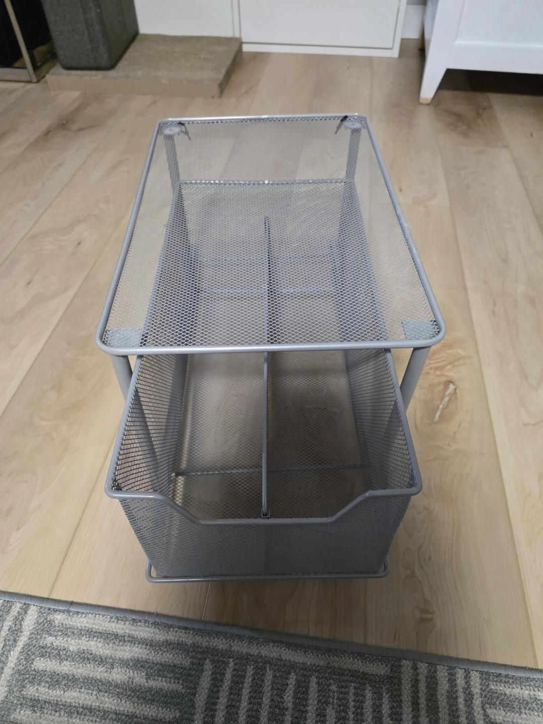 Grey Metal Mesh Storage Basket