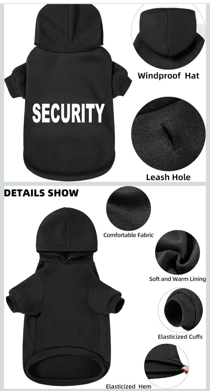 NEW!    PET Dog Security Hoodie, Size XS & M - photo 4