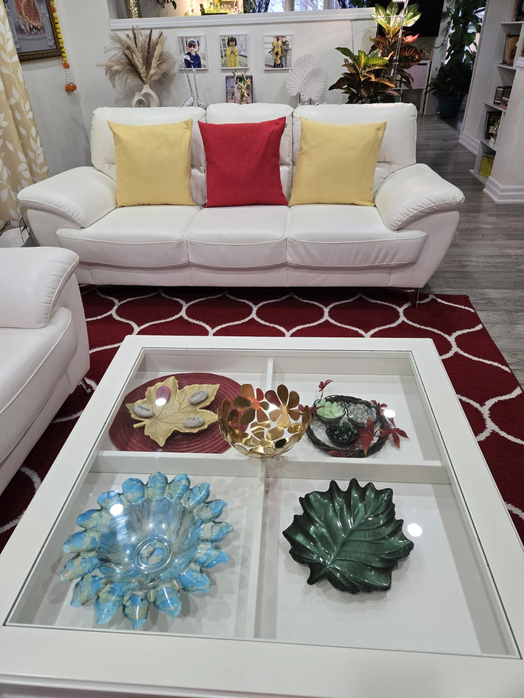 White Leather Sofa with Pillows - photo 5