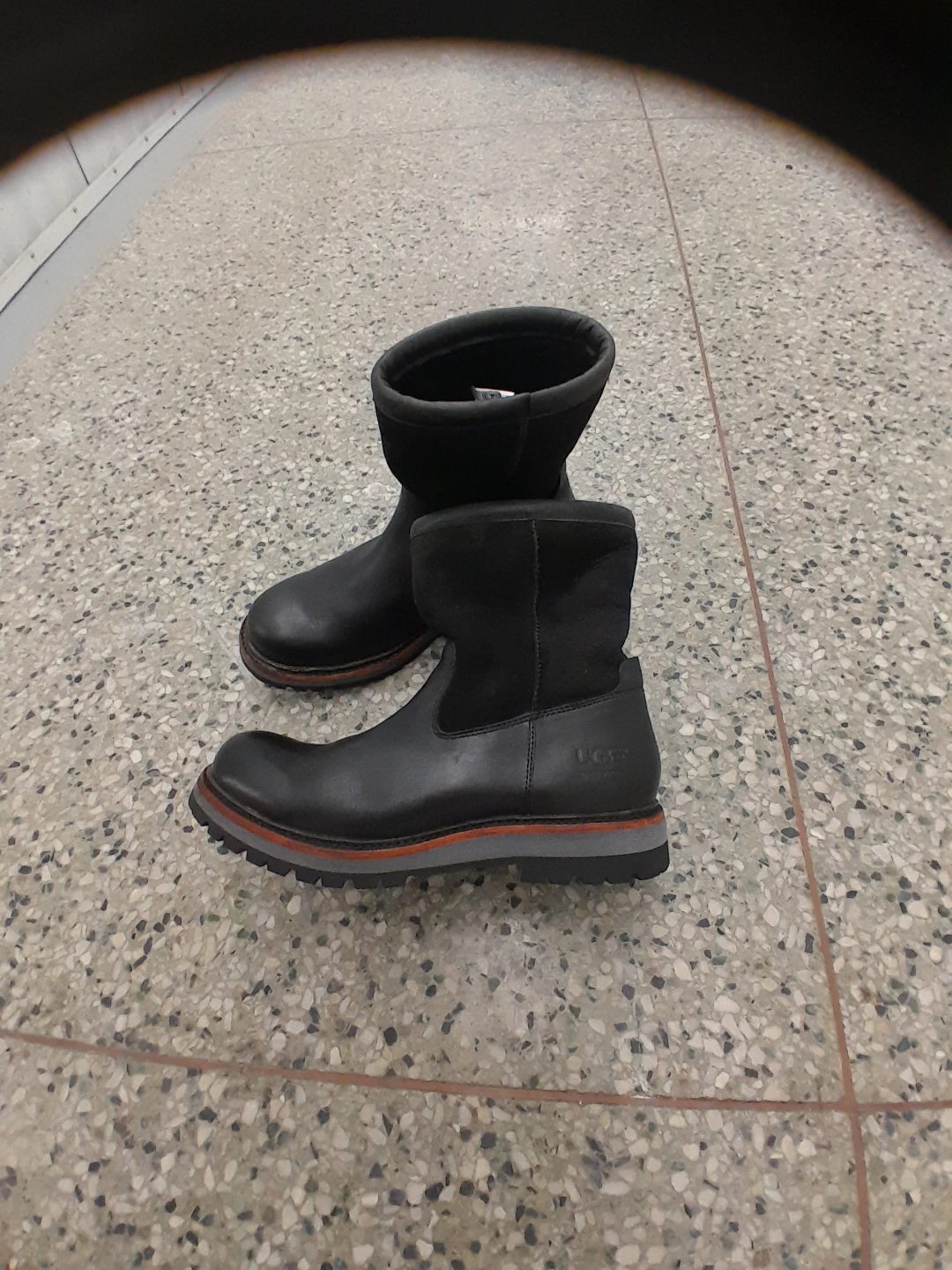 UGG Black Leather Boots Men's Size 9