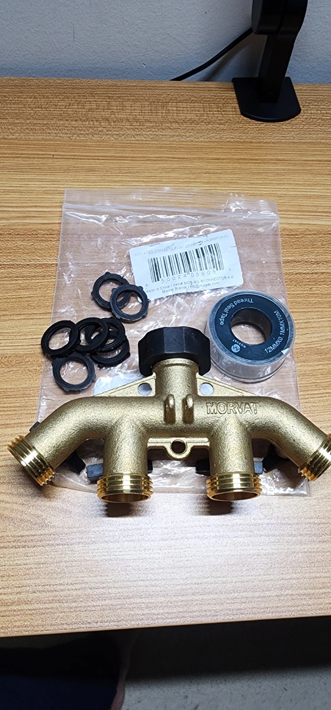 Morvat 4-Way Brass Garden Hose Connector Tap Splitter - photo 2