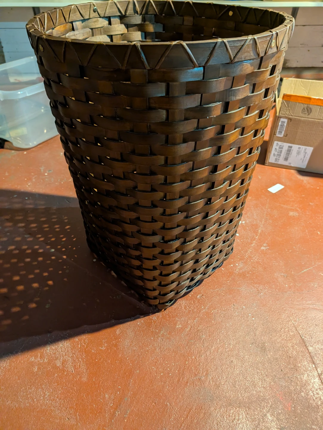 Woven Wood Basket with Lid