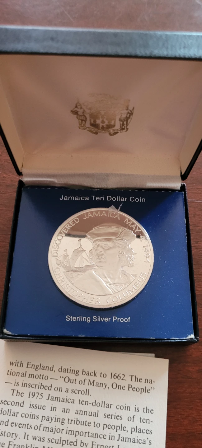 1975 Jamaica Ten Dollar Silver Proof Coin