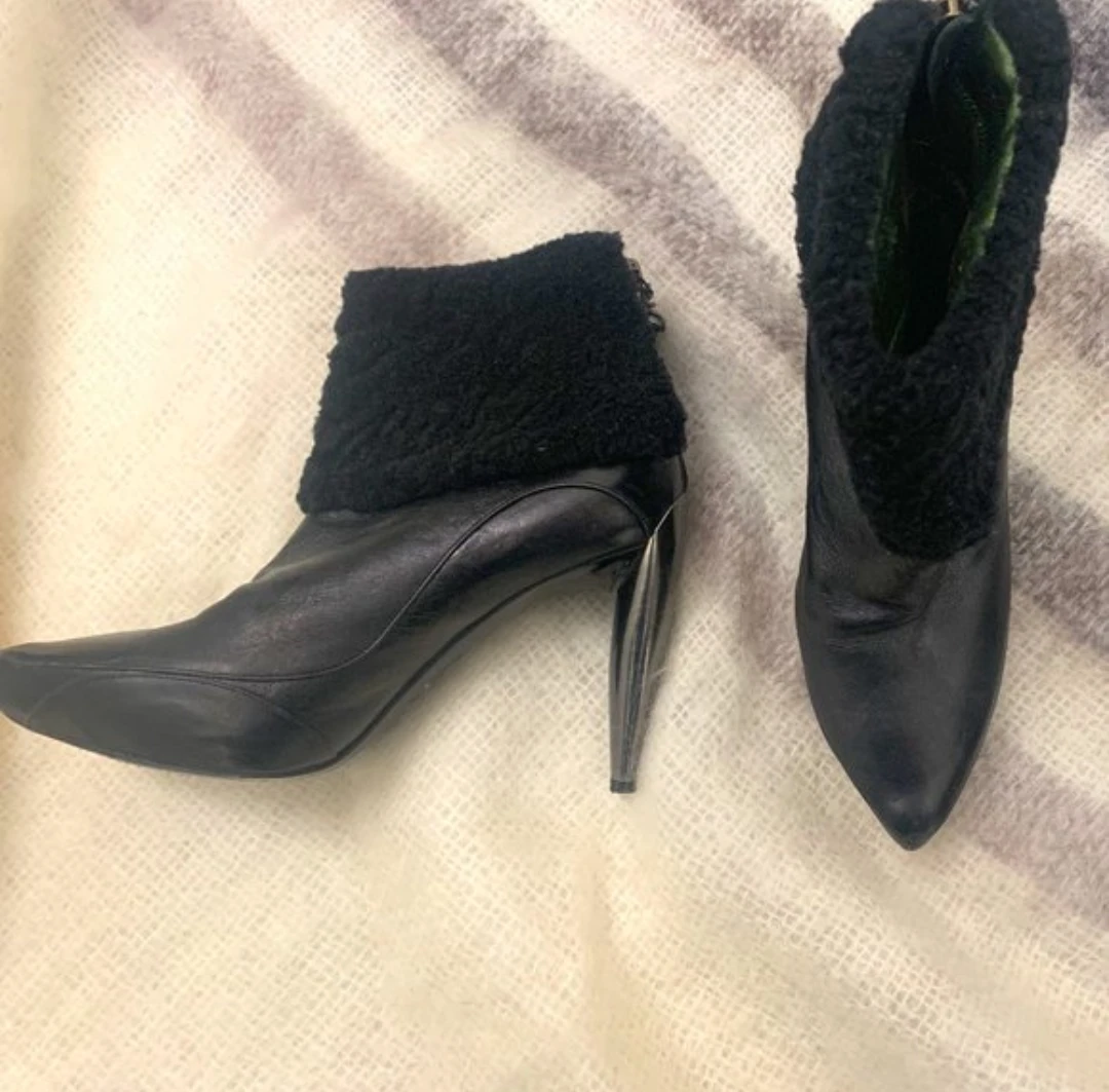 Alexander McQueen Shearling Booties, Size 6