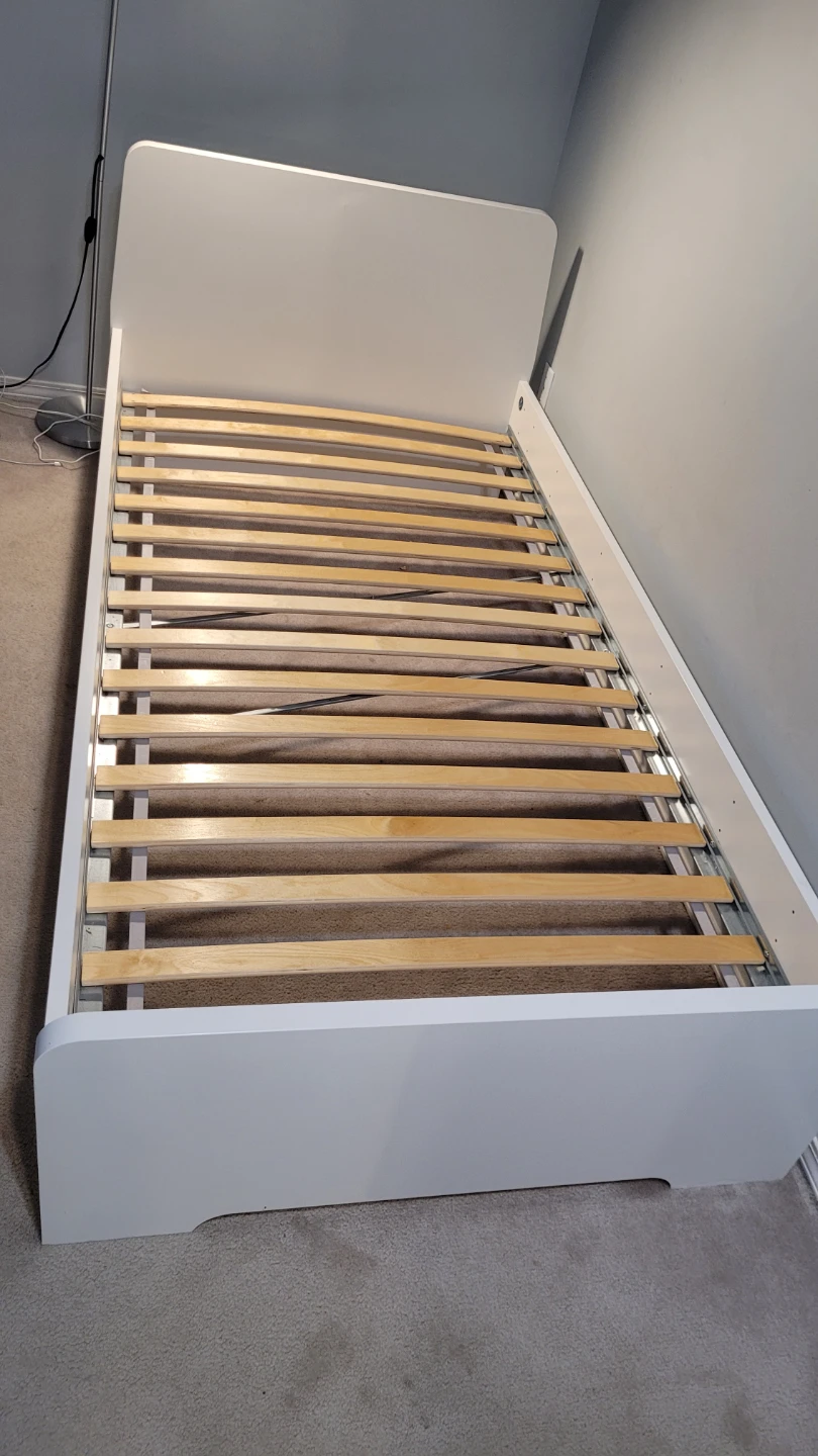 White Twin Bed Frame with Headboard - photo 3