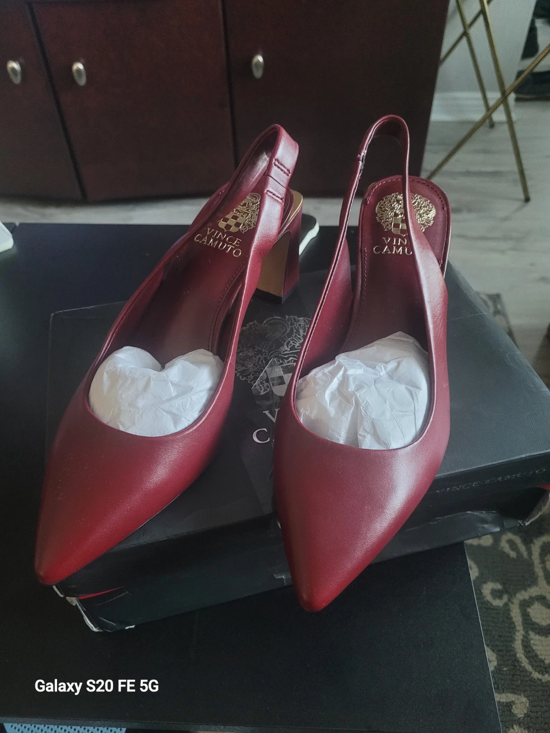 Vince Camuto Red Leather Slingback Heels