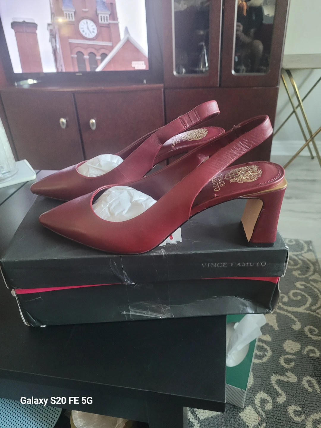 Vince Camuto Red Leather Slingback Heels - photo 2