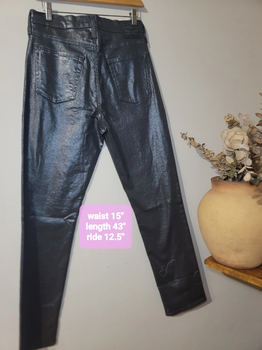 Levi's 724 High Rise Straight Jeans Metallic Black Size 31 - photo 3