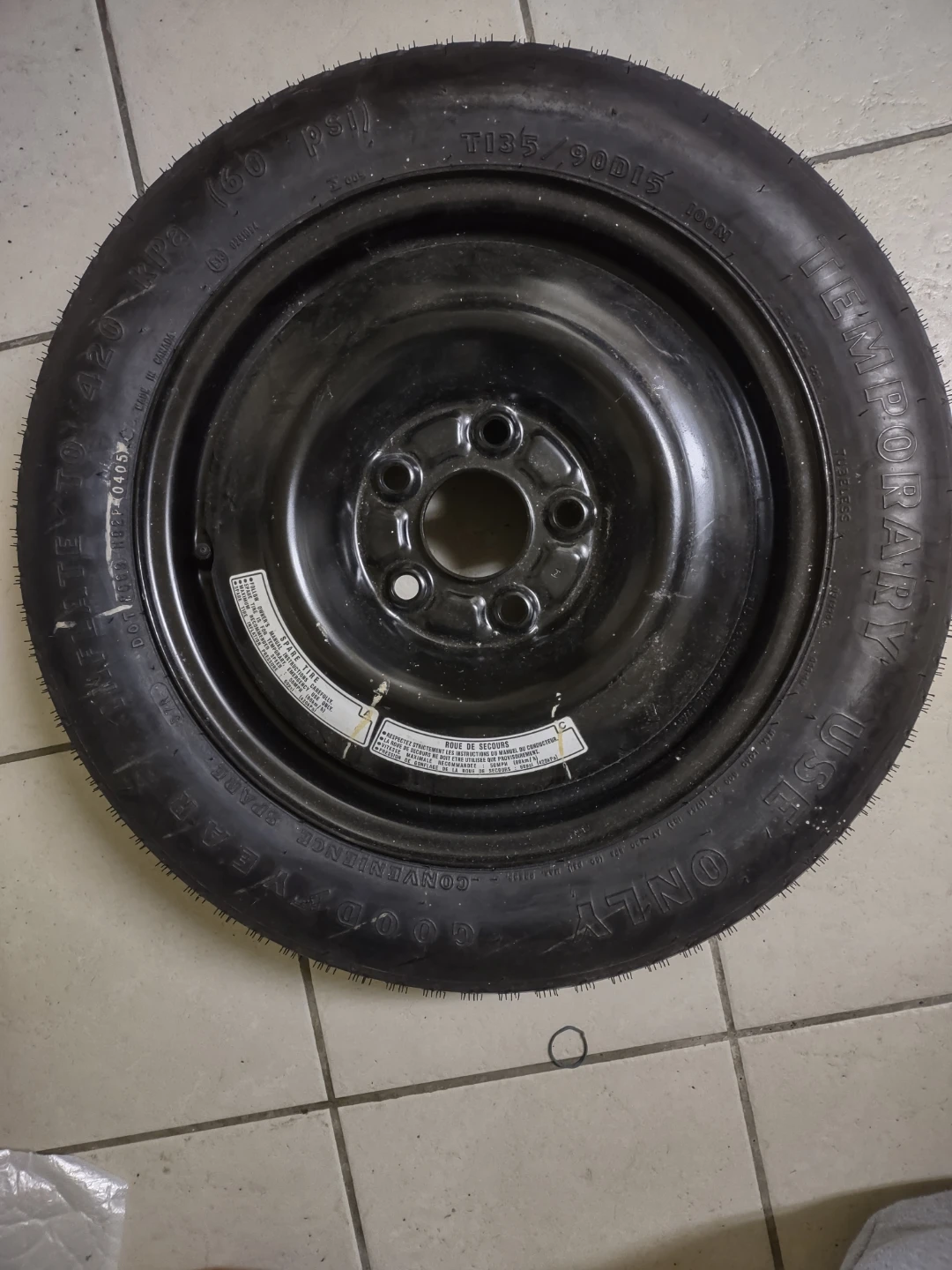 Goodyear Spare Tire T135/90D15 for Honda accord 2008-2012
