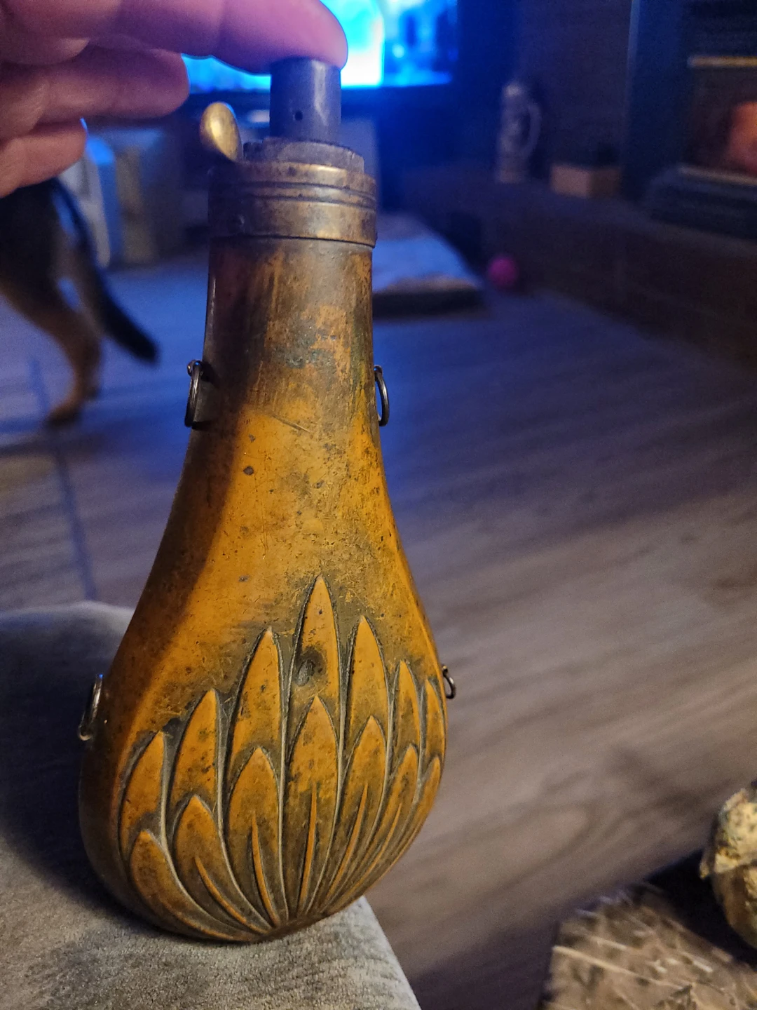 Vintage British Brass Powder Flask - Circa 1850