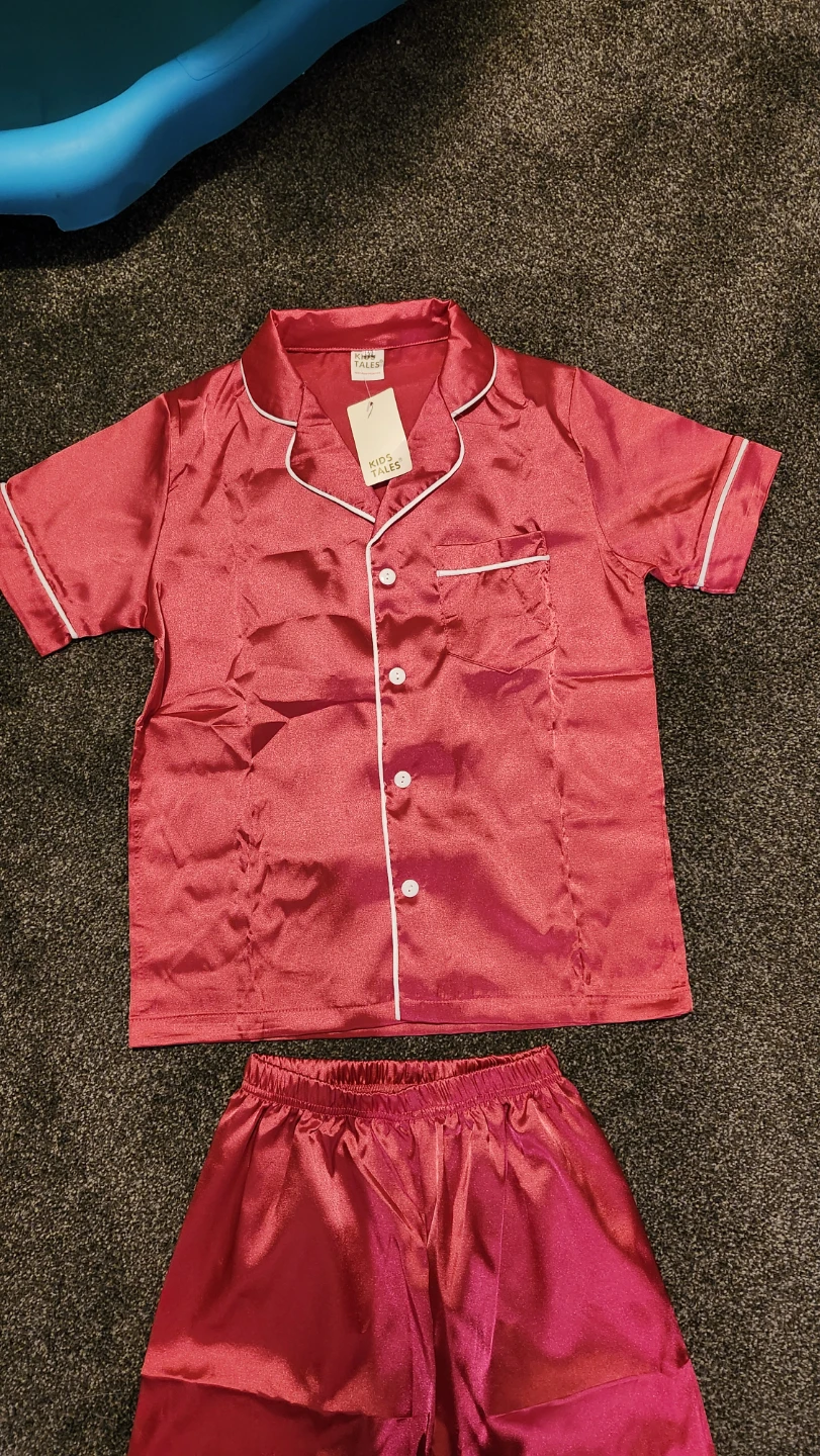 Kids Tales Pink Satin Pajama Set - New