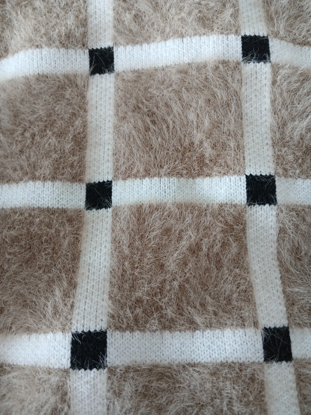 Toddler Tan Plaid Fuzzy Sweater - photo 2