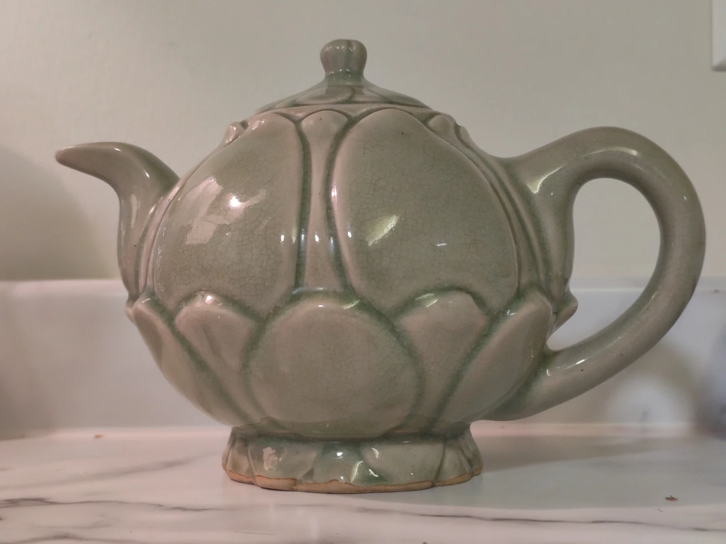 Jade Green Ceramic Lotus Teapot