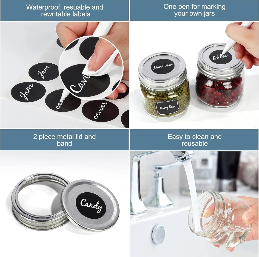 CycleMore 8oz Mason Jars with Labels & Pen - 24 Pack - photo 5