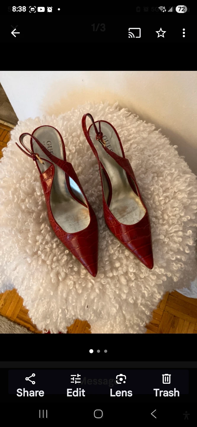 Guess Red Crocodile Embossed Slingback Heels