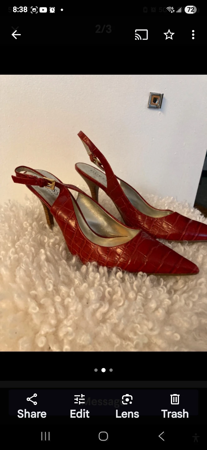 Guess Red Crocodile Embossed Slingback Heels - photo 2