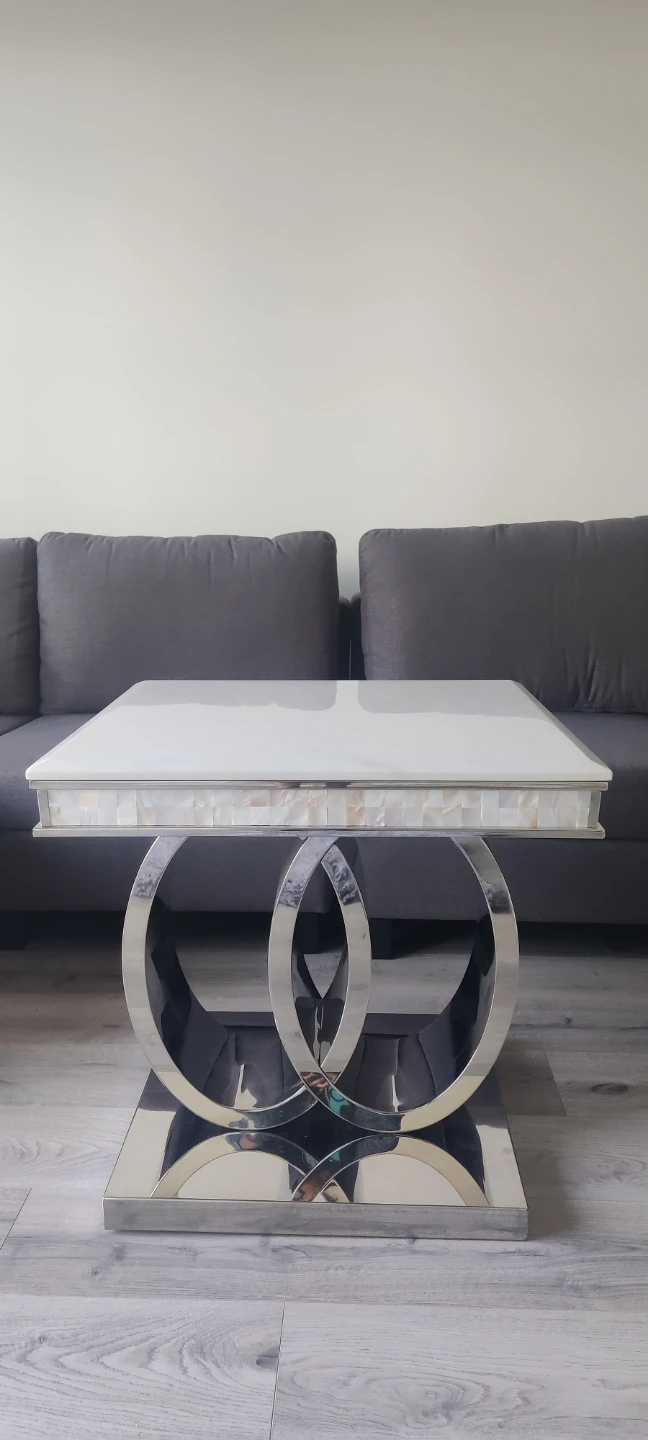 White Marble Top Coffee Table - 70x130cm