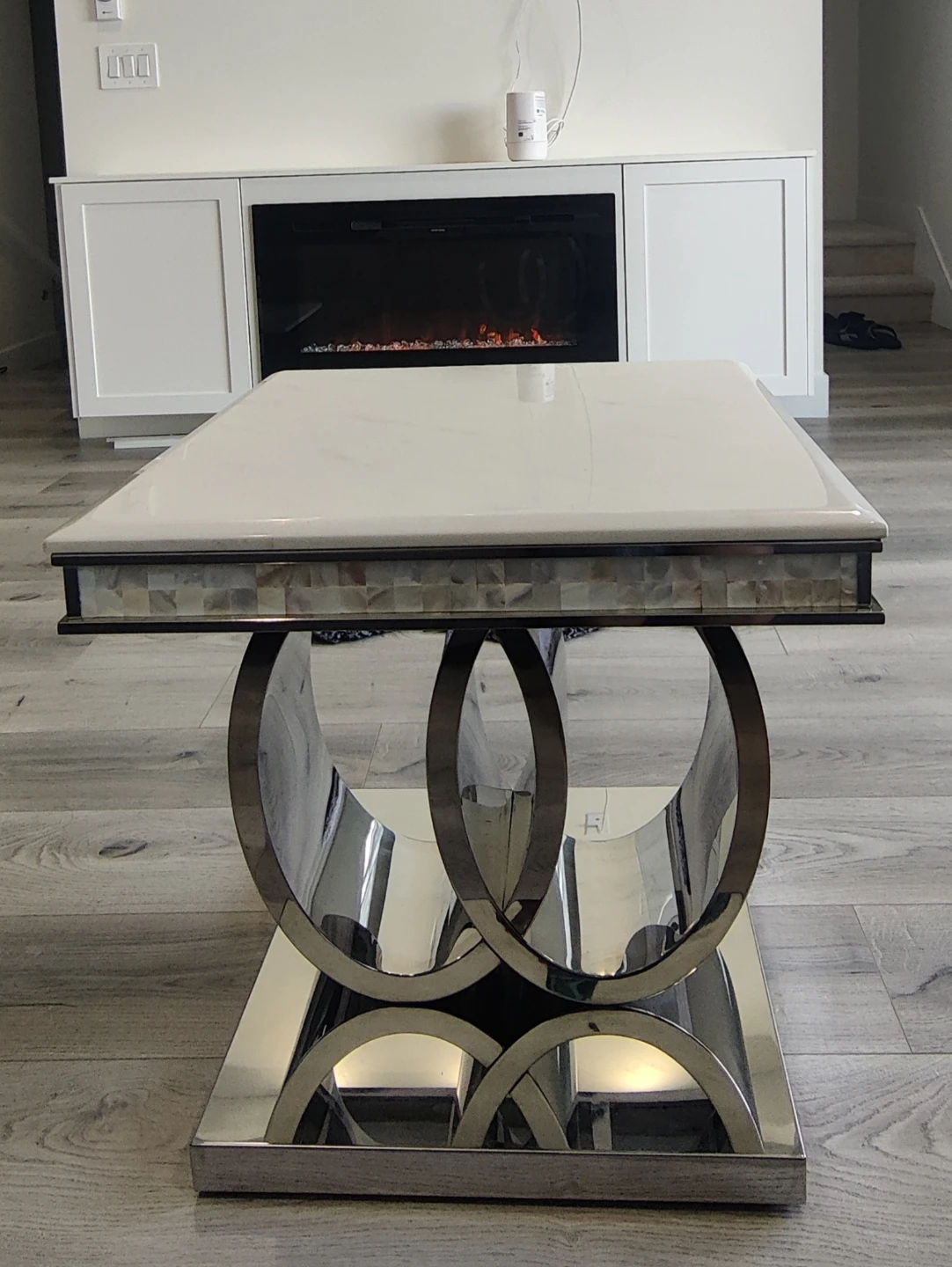 White Marble Top Coffee Table - 70x130cm - photo 2