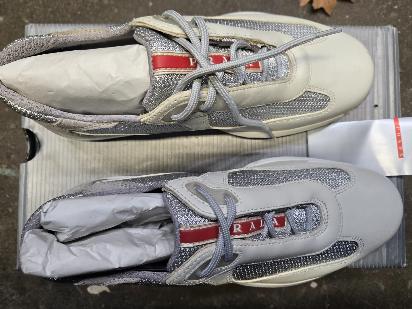 Prada Nevada Bike Sneakers White/Silver US 5.5