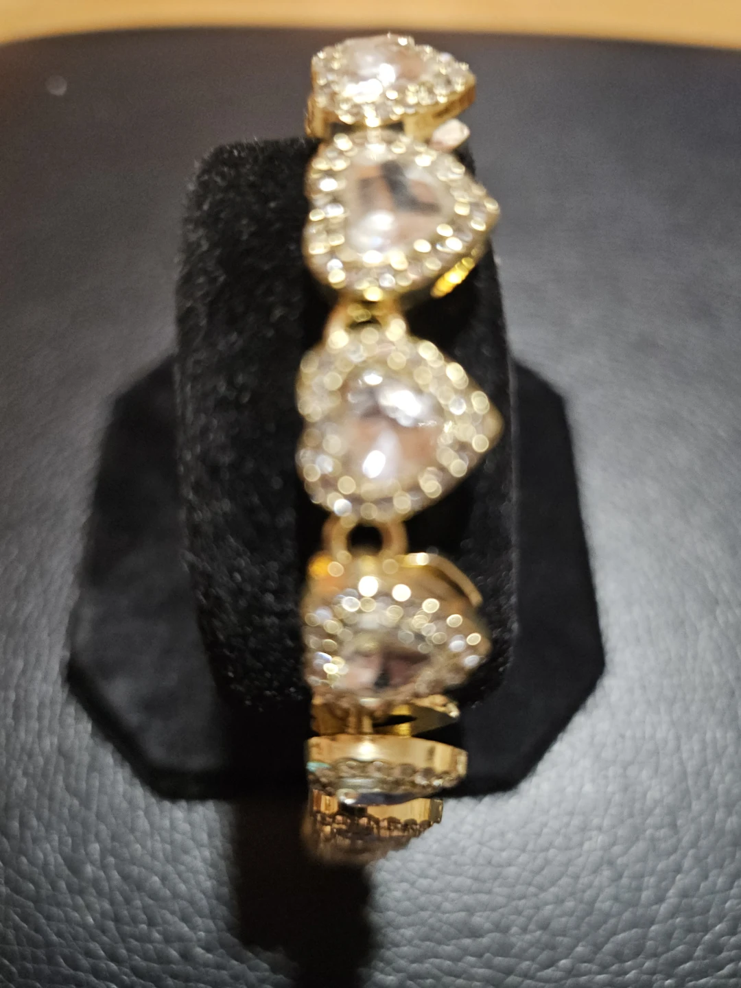 Gold Tone Heart Shaped Crystal Bracelet
