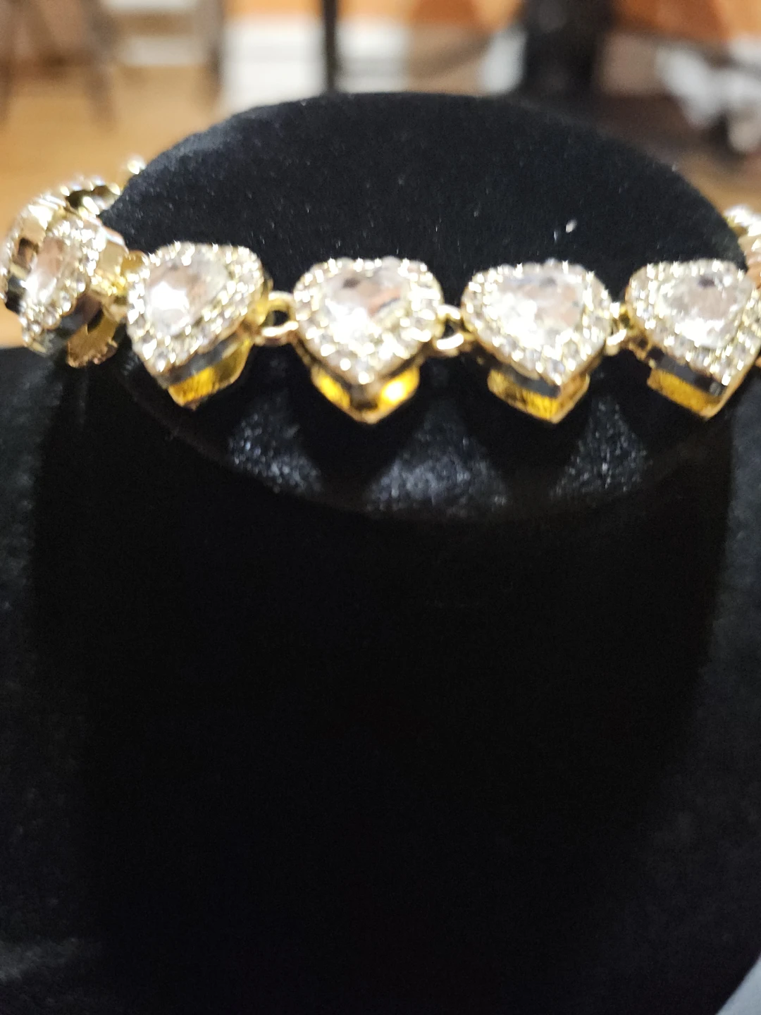 Gold Tone Heart Shaped Crystal Bracelet - photo 2