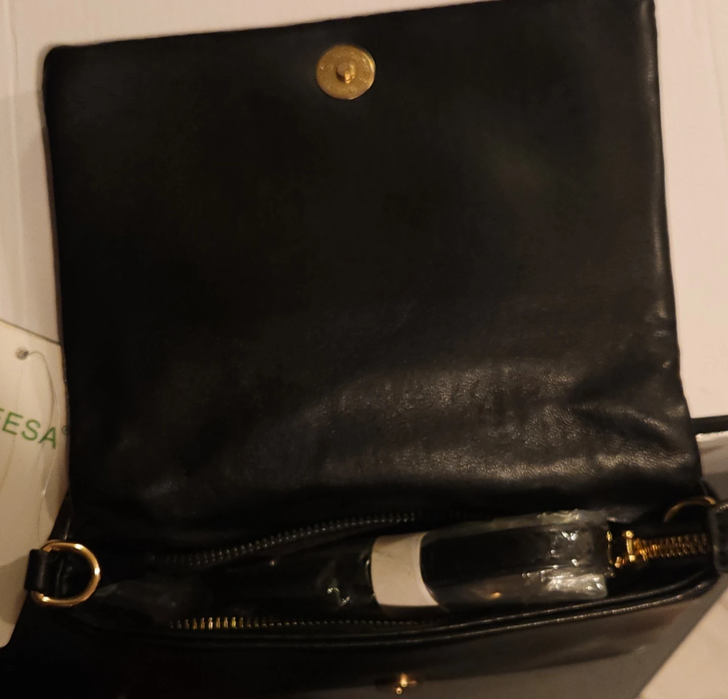 Caleesa Black Embellished Clutch Purse with Gold Chain Strap - photo 4