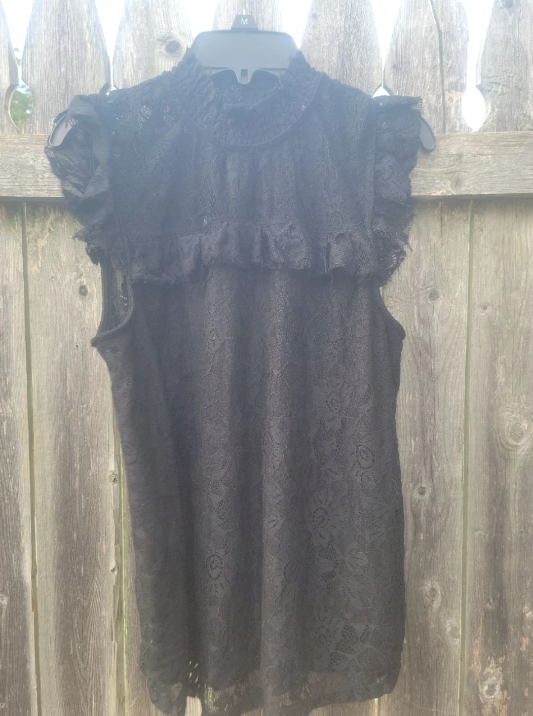 Black Lace Sleeveless Top - Size M