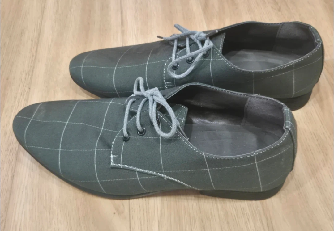 Men's Dark Green Plaid Dress Shoes