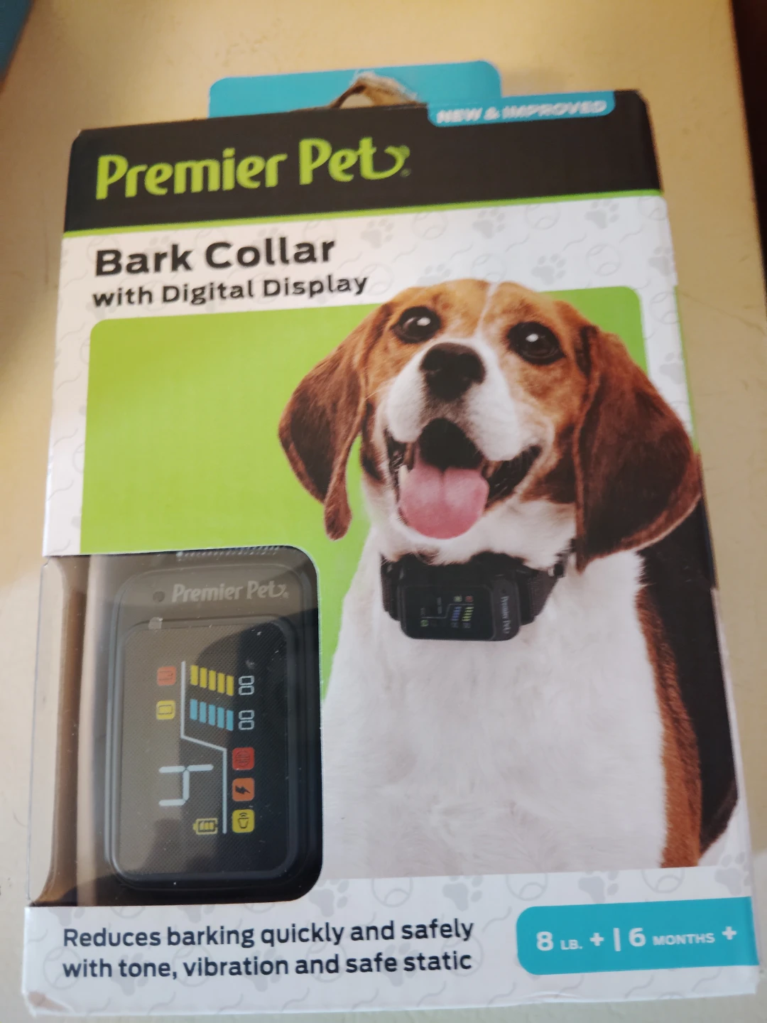 PREMIER PET BARK COLLAR WITH DIGITAL DISPLAY..FOR 8 LB