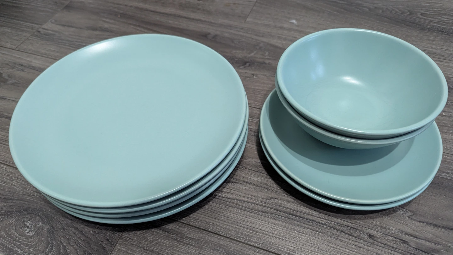 Light Blue Dinnerware Set - Plates and Bowls