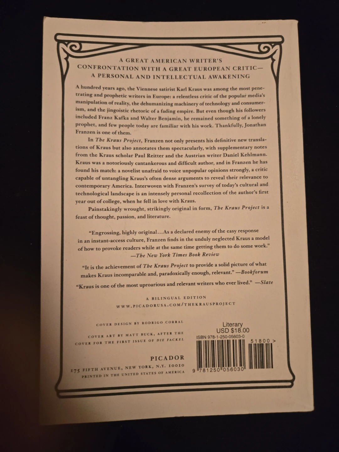 Book: The Kraus Project by Jonathan Franzen Paperback - photo 2