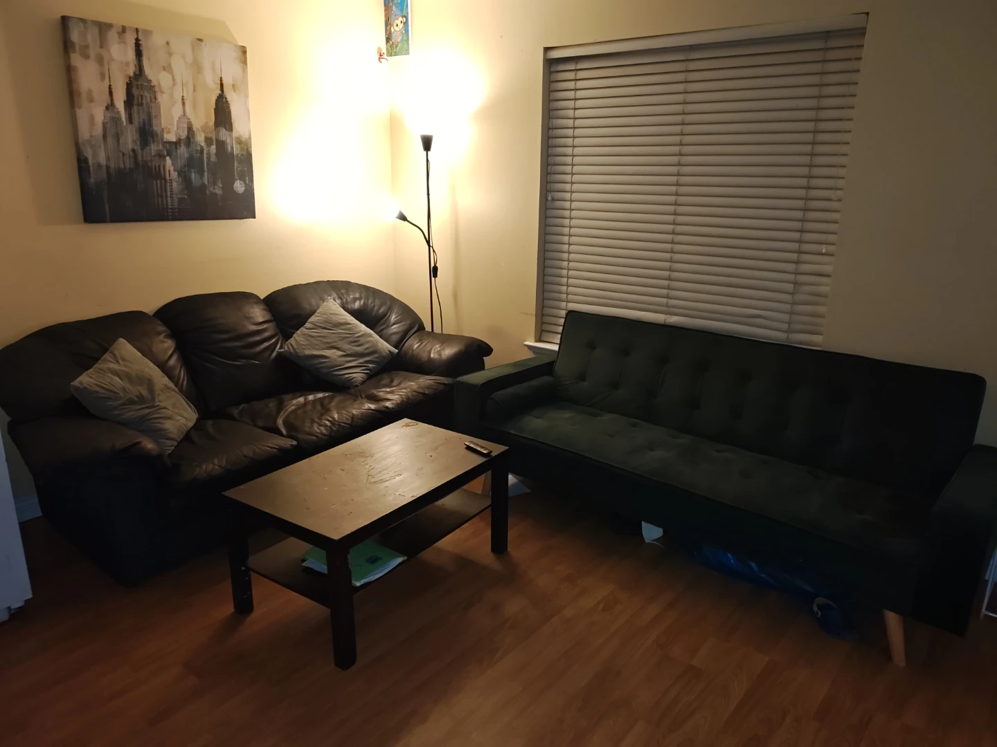 Black Couch and green sofa cum bed - photo 2