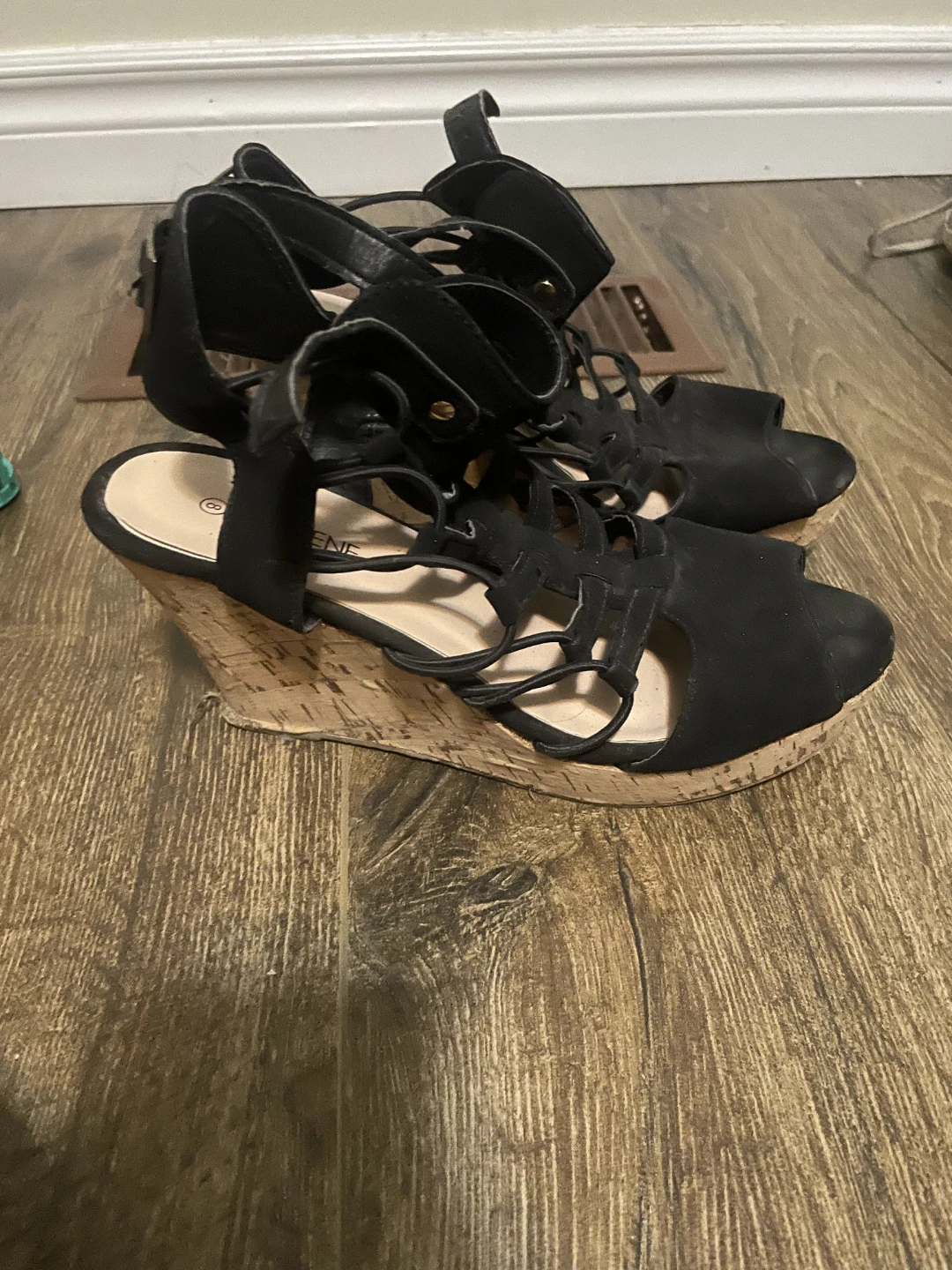 Ardene Black Wedge Heels - Size 8