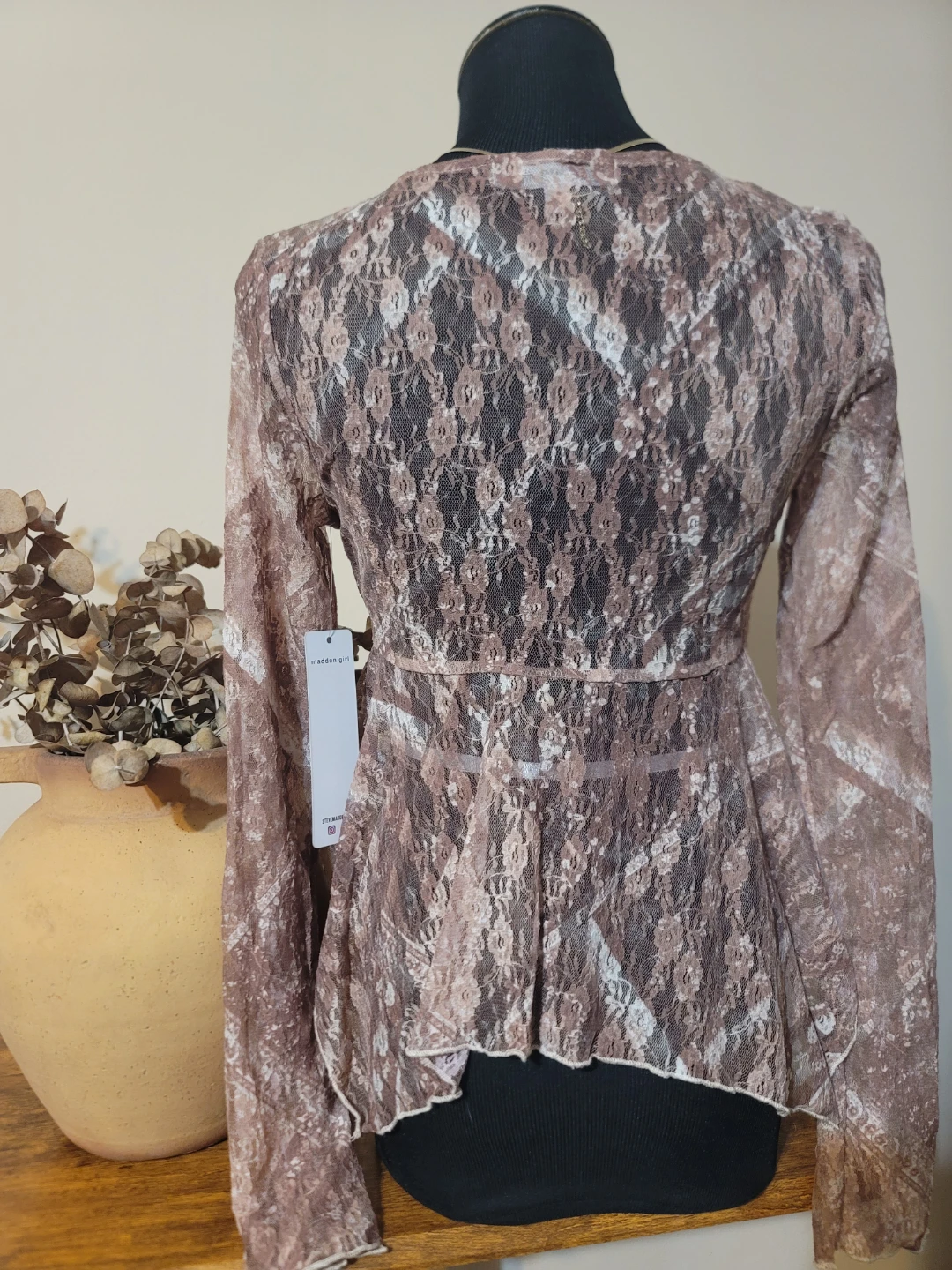 Madden Girl Women's Lace Blouse  Y2K Boho Revival Sz M NWT - photo 5