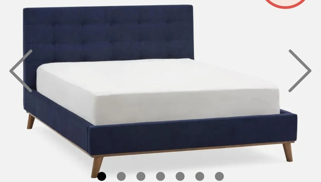 Navy Blue Tufted Upholstered Bed Frame - Queen Size