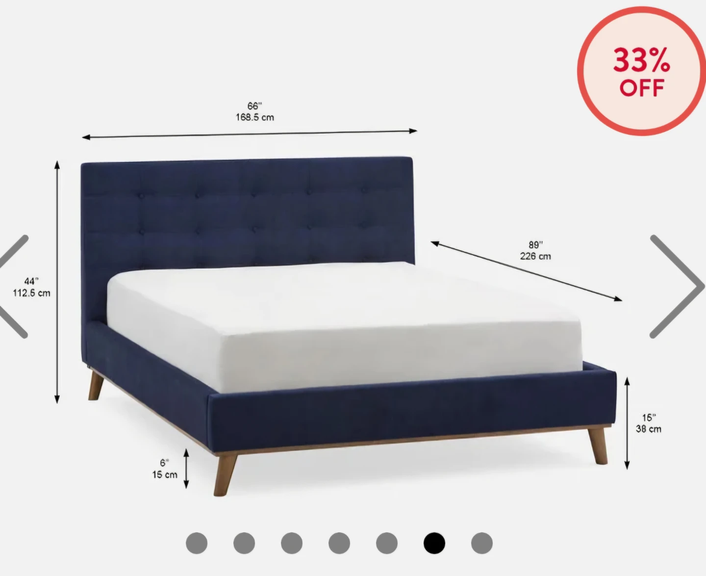 Navy Blue Tufted Upholstered Bed Frame - Queen Size - photo 3